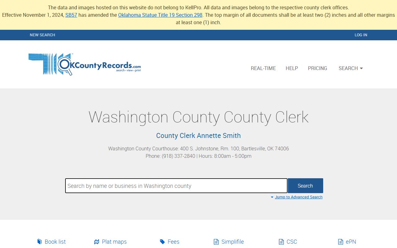 OKCountyRecords Washington County Clerk land records search