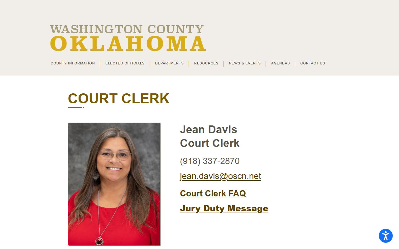 Washington County Court Clerk page for court dockets and case records
