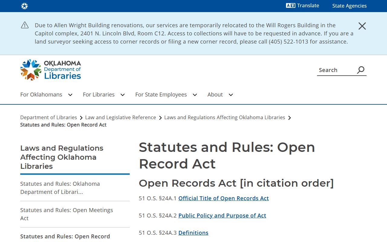 Washington County court records Oklahoma Open Records Act page