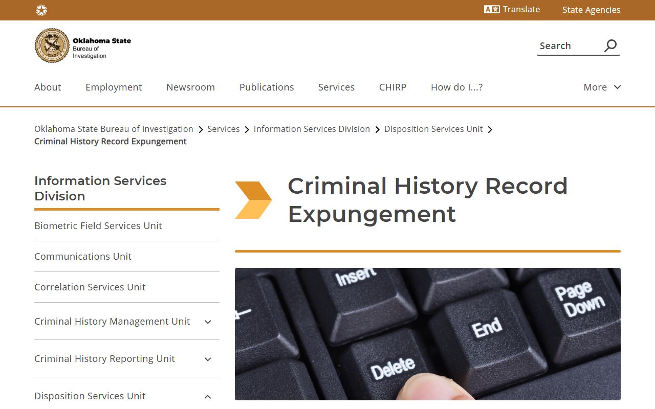 Washington County criminal court records OSBI criminal history expungement page