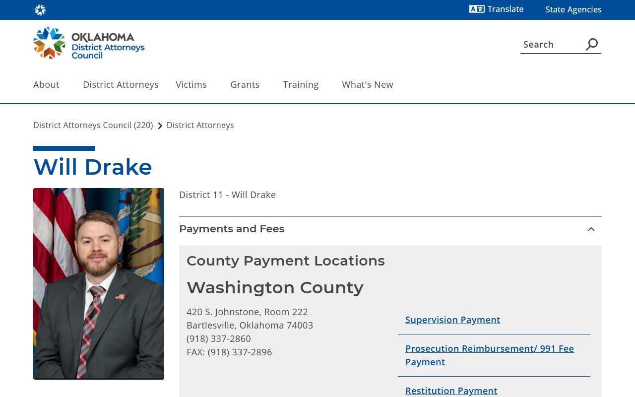 Oklahoma District 11 page serving the Washington County District Court
