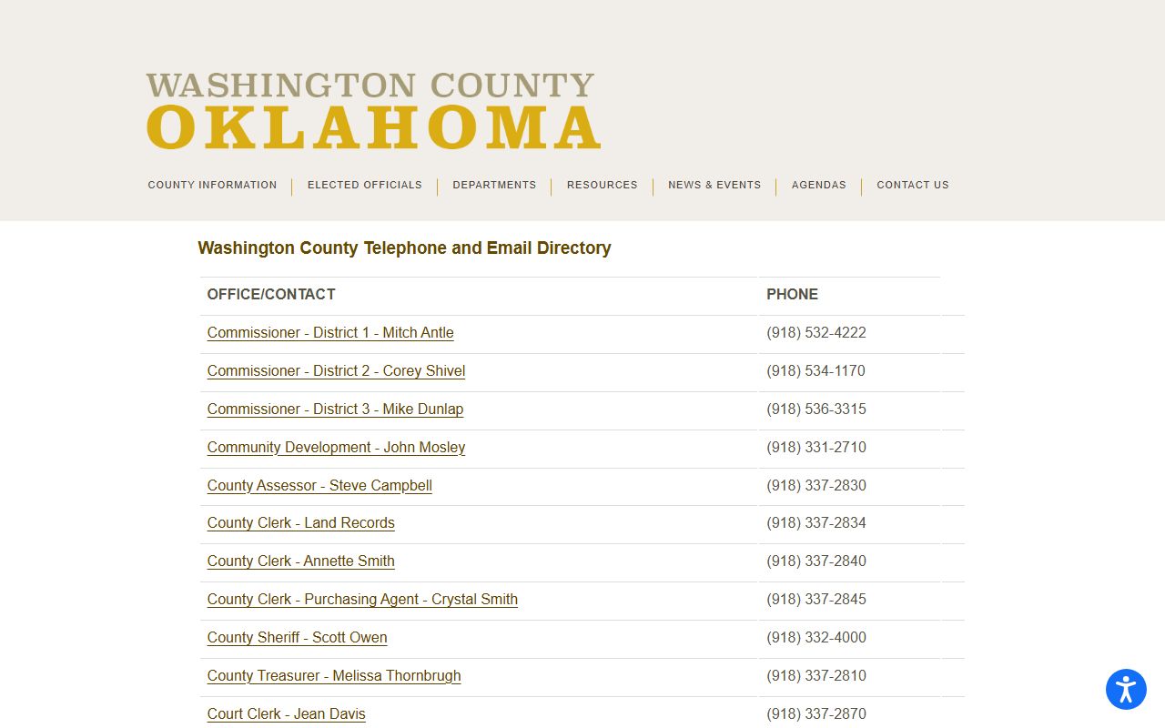 Washington County court records office phone directory
