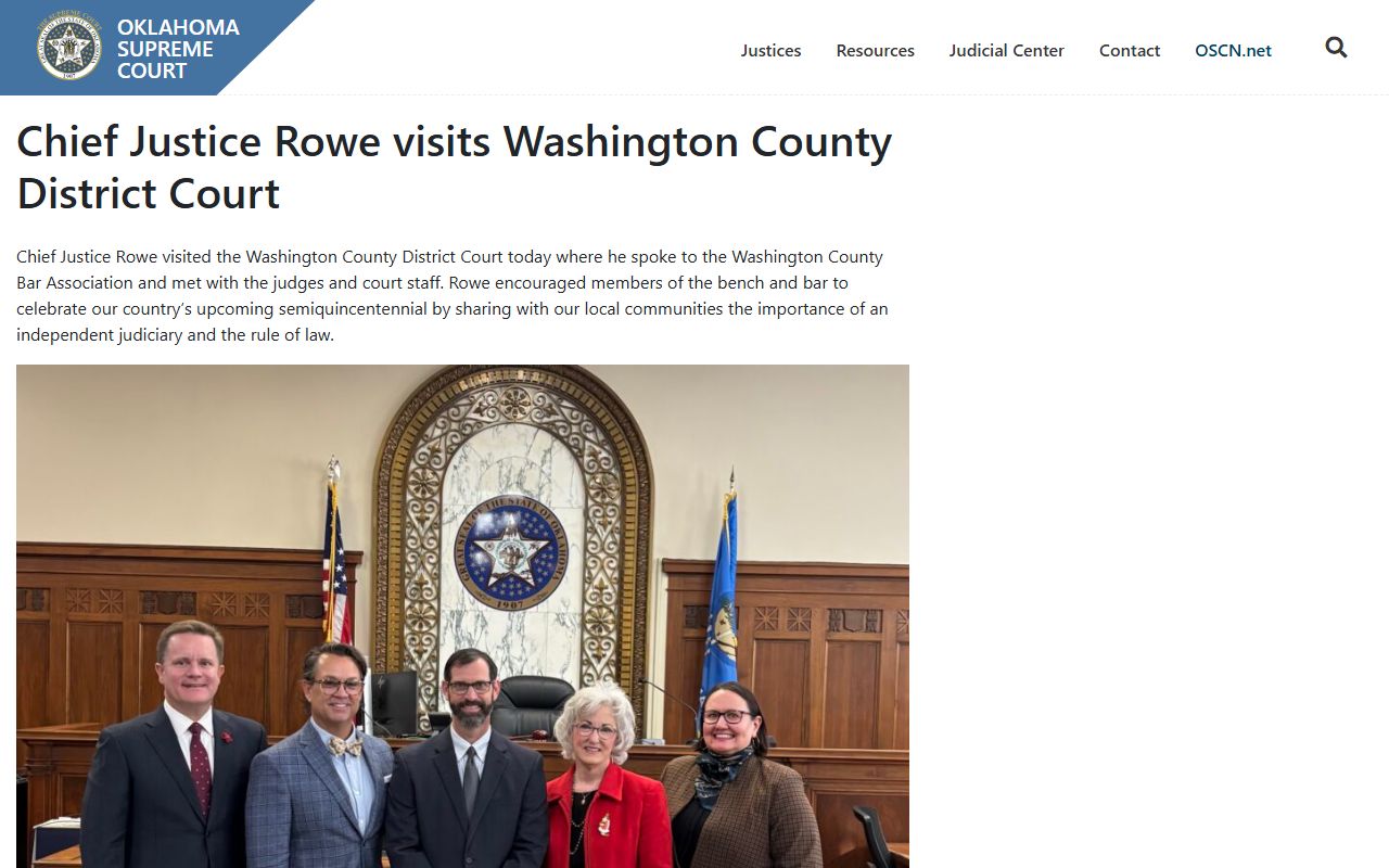 Oklahoma Supreme Court visit tied to Washington County court records